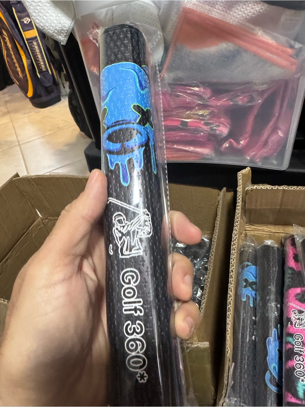 Golf 360 Putter Grip with Blue Drip Design 5.0 size